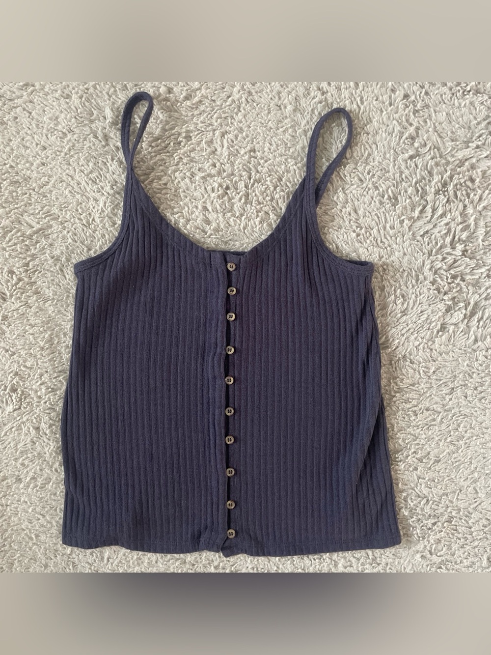 American Eagle Tank Top Women S Blue Spaghetti Straps Super Soft Button Accent